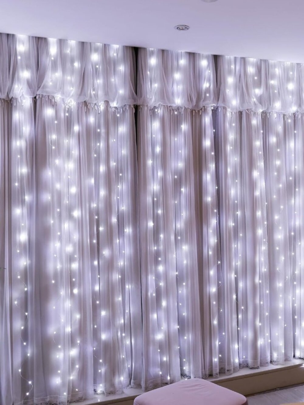 300LED Fairy Curtain Lights, 9.8x9.8Ft USB, Remote, 8 Modes & Timer